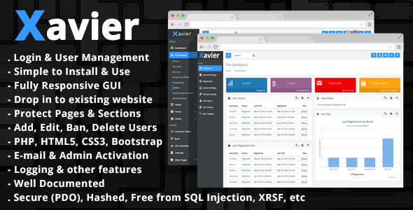 Xavier - PHP Skrypt logowania i panel zarządzania użytkownikami