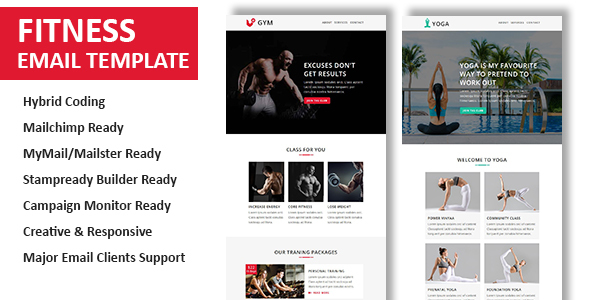 Fitness - Multipurpose Responsive Email Template with Stamp Ready Builder Access