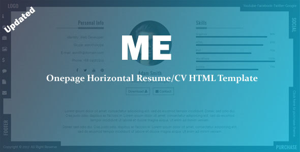 ME - Onepage Horizontal Resume/CV Template
