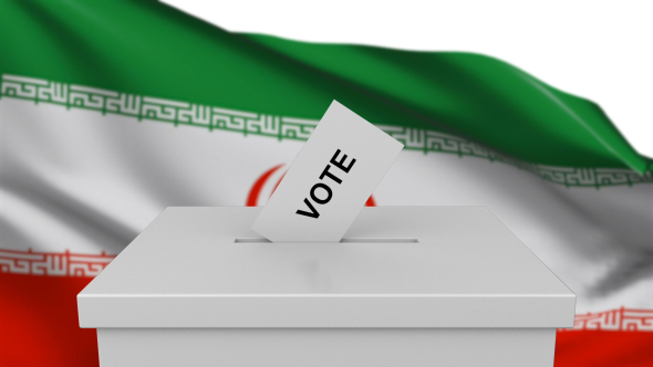 Ballot Box with Iran Flag alt