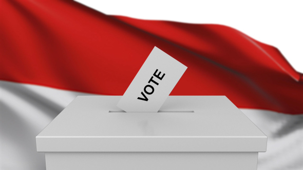 Ballot Box with Indonesia Flag alt