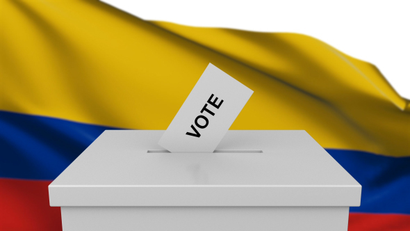 Ballot Box with Colombia Flag alt