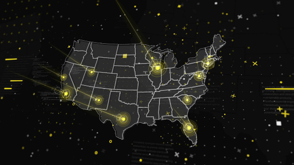 USA Map Global Connections  4K