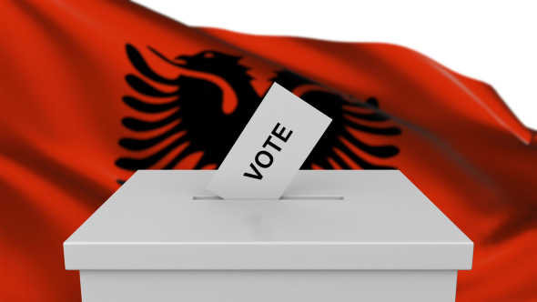 Ballot Box with Albania Flag alt