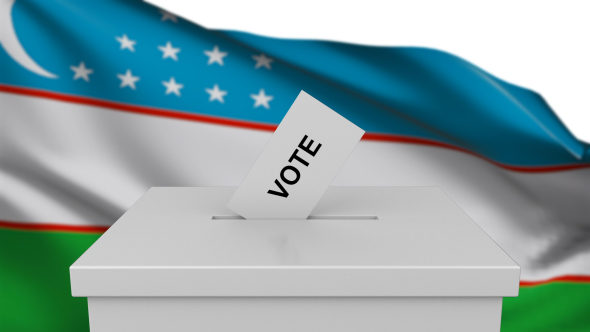 Ballot Box with Uzbekistan Flag alt