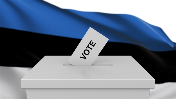 Ballot Box with Estonia Flag alt