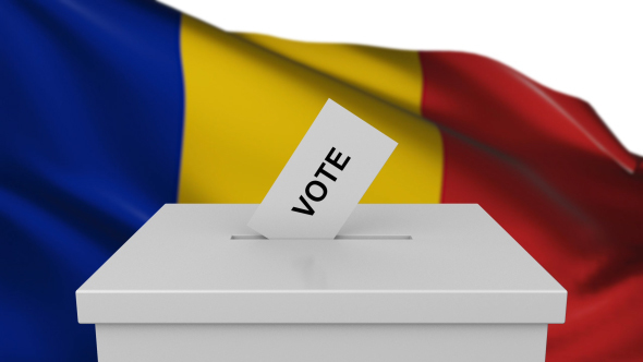 Ballot Box with Romania Flag alt