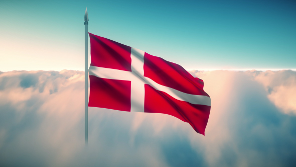 Denmark Flag on the Clouds alt