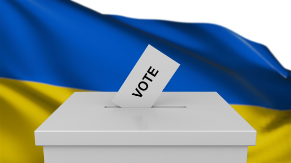 Ballot Box with Ukraine Flag alt