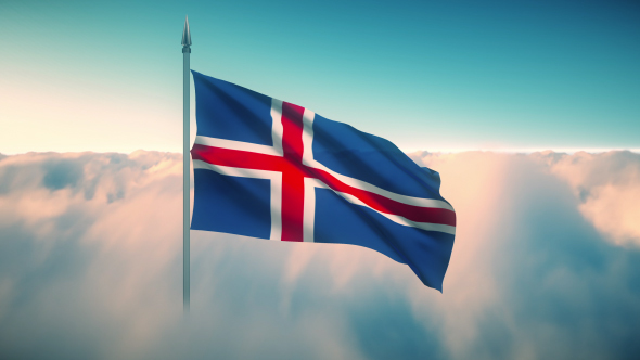 Iceland Flag on the Clouds alt