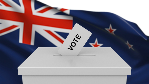 Ballot Box with New Zealand Flag alt