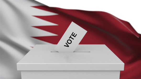 Ballot Box with Qatar Flag alt
