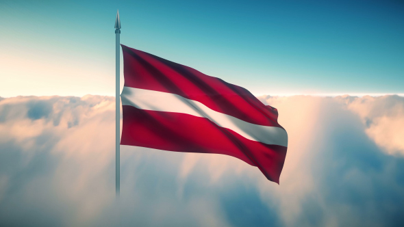 Latvia Flag on the Clouds alt
