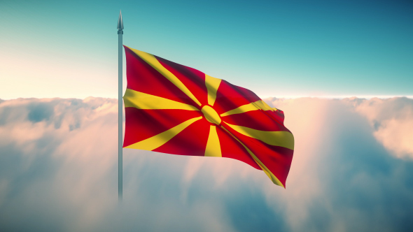 Macedonia Flag on the Clouds alt