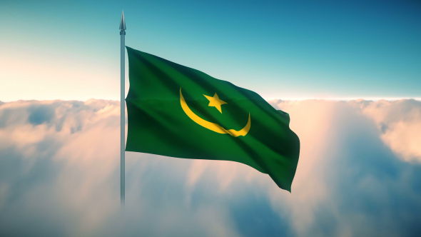 Mauritania Flag on the Clouds alt