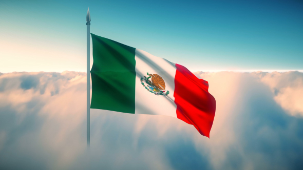 Mexico Flag on the Clouds alt