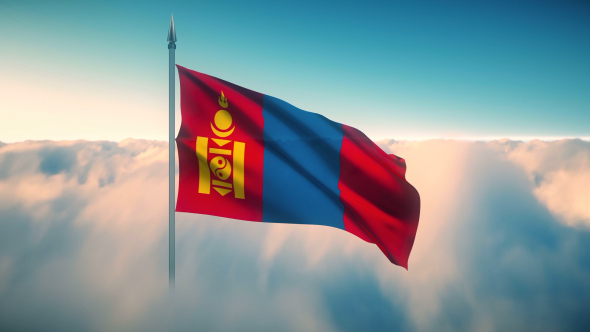 Mongolia Flag on the Clouds alt