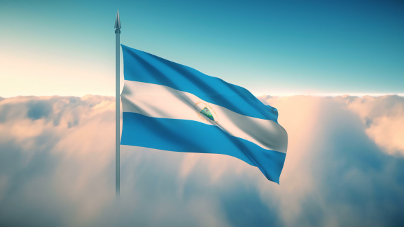 Nicaragua Flag on the Clouds alt