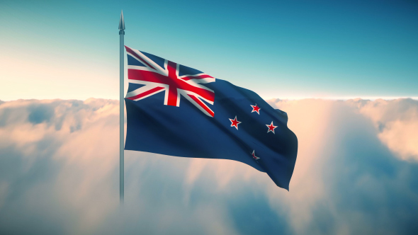 New Zealand Flag on the Clouds alt