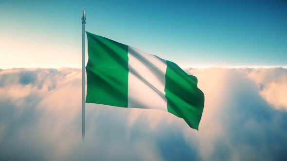 Nigeria Flag on the Clouds alt
