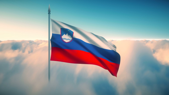 Slovenia Flag on the Clouds alt