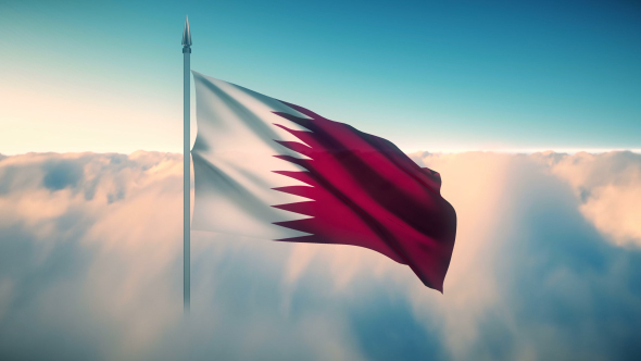 Qatar Flag on the Clouds alt