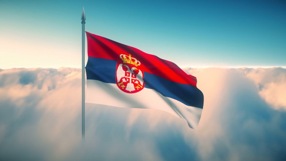 Serbia Flag on the Clouds alt