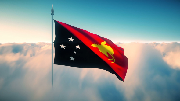 Papua New Guinea Flag on the Clouds alt