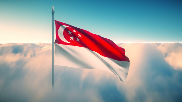 Singapore Flag on the Clouds alt