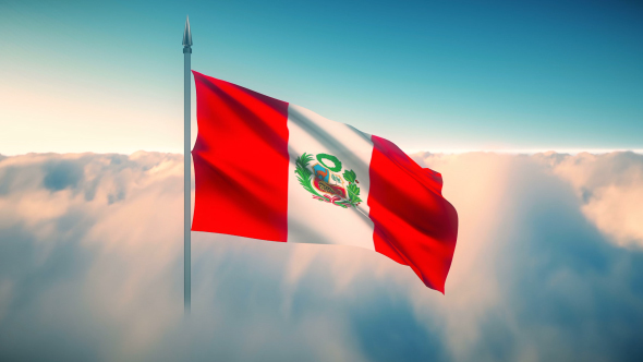 Peru Flag on the Clouds alt