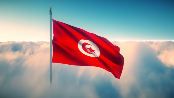 Tunisia Flag on the Clouds alt
