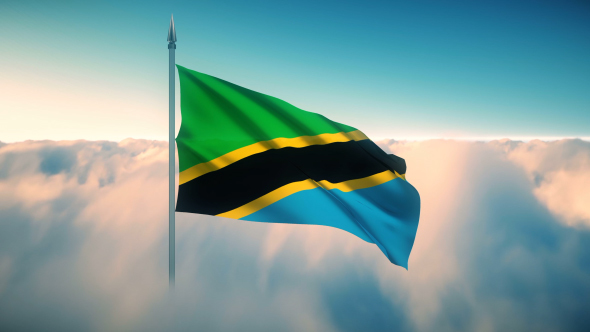 Tanzania Flag on the Clouds alt