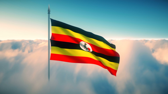 Uganda Flag on the Clouds alt