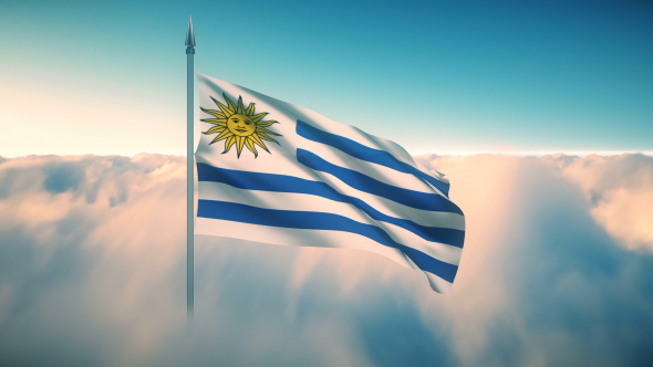 Uruguay Flag on the Clouds alt