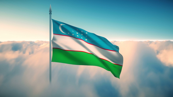Uzbekistan Flag on the Clouds alt
