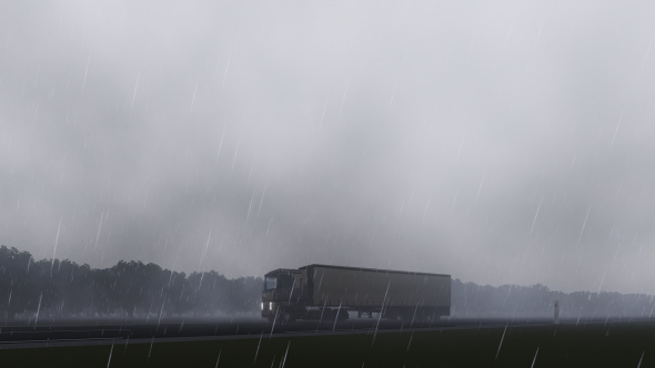 Truck and Rain