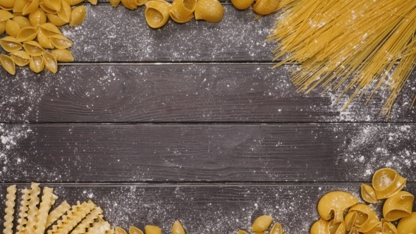 Appetizing Assorted Pasta on Vintage Wooden Background