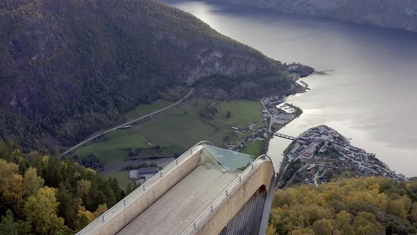 A Lookout Point in Norway Surrounded by Lush Forests and Huge Fjords