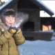 Child Blows on the Snow and Smiles - VideoHive Item for Sale