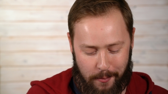 Bearded Man Eating Pizza