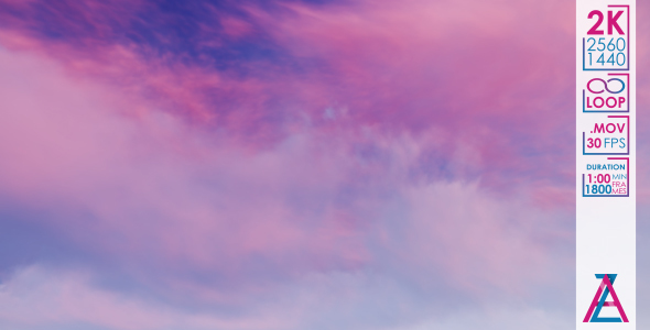White Pink Cirrus Clouds on Violet Sky alt