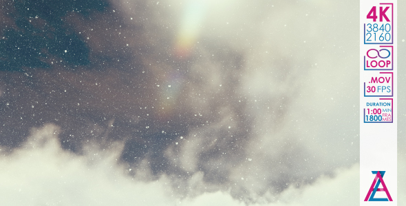 Cumulus Clouds and Sun on the Snowy Sky alt