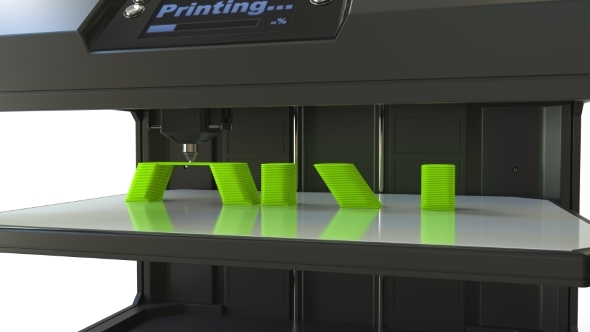 Modern 3D Printer Printing Green ART Caption alt