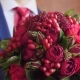 Man in Jacket and Red Is Holding a Beautiful Bouquet of Red Roses in His Hand - VideoHive Item for Sale
