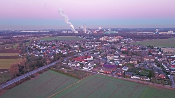 Aerial Skyline of Duisburg Mndelheim