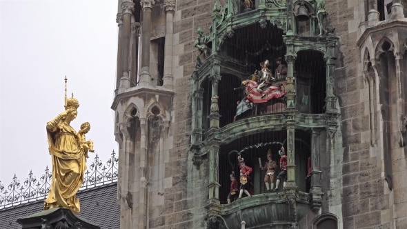 The Historic Glockenspiel at Marienplatz, Munich, Germany 