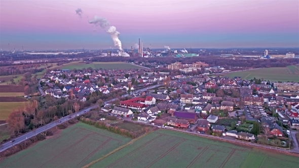 Aerial Skyline of Duisburg Mndelheim