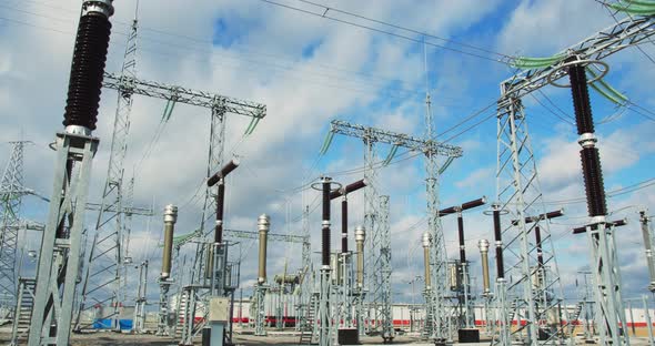 Massive Metal Structures at the Power Plant Power Lines and Transformers