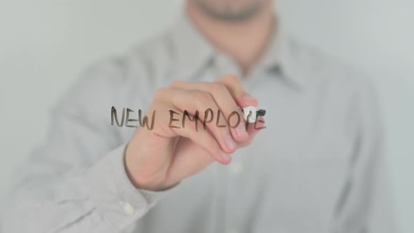 New Employees Writing on Screen with Hand