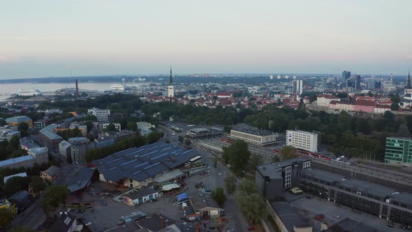 Aerial View of the Tallinn Baltic Station the Main Railway Station in Tallinn